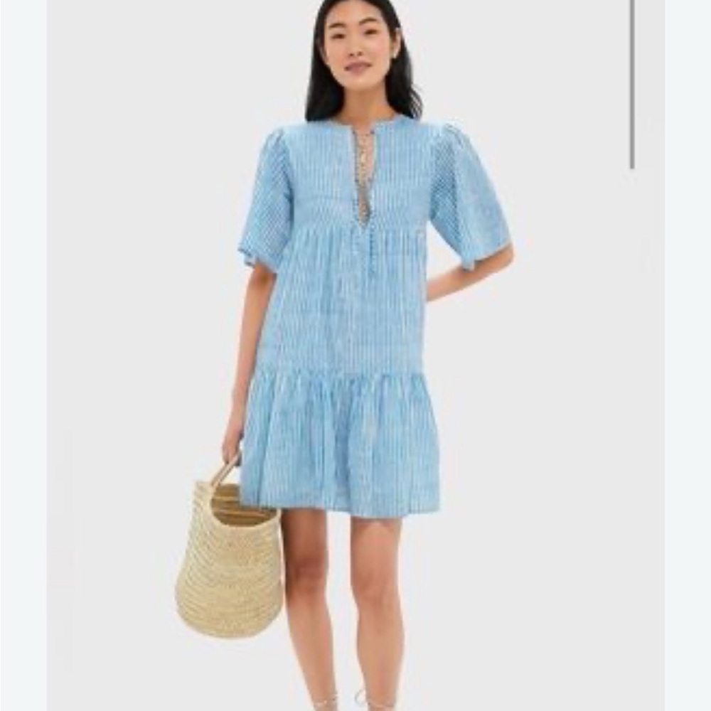 Sunday Stripe Bluesy Organic Isla Dress by Emerson Fry India Collection M/L NWT